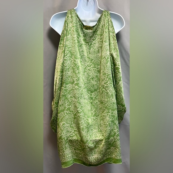 Natalie Martin Women’s‎ Silky Blouse One Size 3/4 Sleeve Off Shoulder BOHO Green - Picture 4 of 12